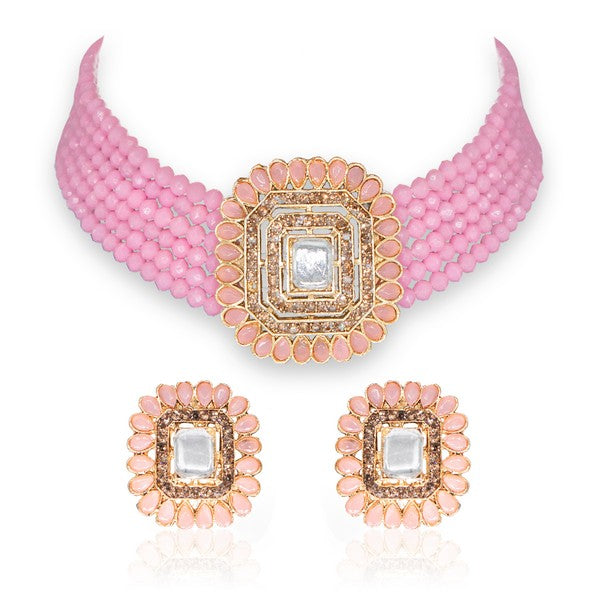 MANIKYA Adorable Gold Plated Pearl Choker Necklace Set