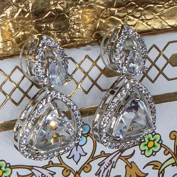 City Girl Brass Rhodium-Plated Radiant Triangle CZ Tops