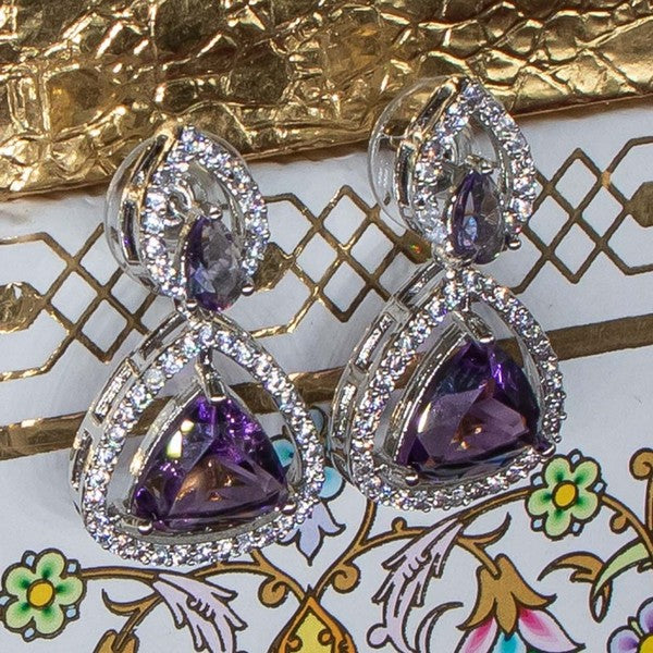 City Girl Brass Rhodium-Plated Radiant Triangle CZ Tops