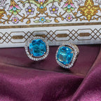 City Girl Brass Rhodium-Plated Scarlet Aura CZ Studs