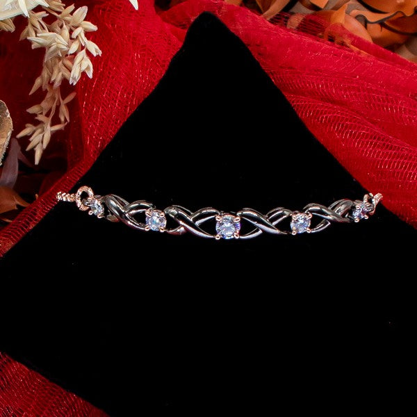 City Girl AD Brass Black Rose Plated Bracelet with Adjustable Chain. (Free Size)