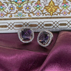 City Girl Brass Rhodium-Plated Scarlet Aura CZ Studs