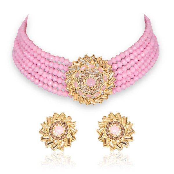 MANIKYA Adorable Gold Plated Pearl Choker Necklace Set