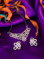City Girl AD Rhodium Mangalsutra Set with Earrings & Chain – Classic Grace Collection