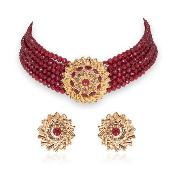 MANIKYA Adorable Gold Plated Pearl Choker Necklace Set