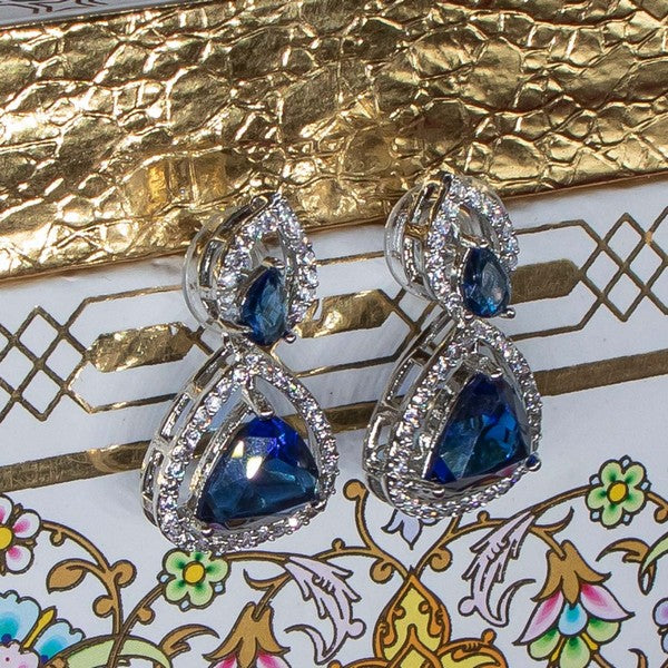 City Girl Brass Rhodium-Plated Radiant Triangle CZ Tops