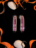 City Girl Shimmer Rhodium-Plated Elegant Curve Design Studs
