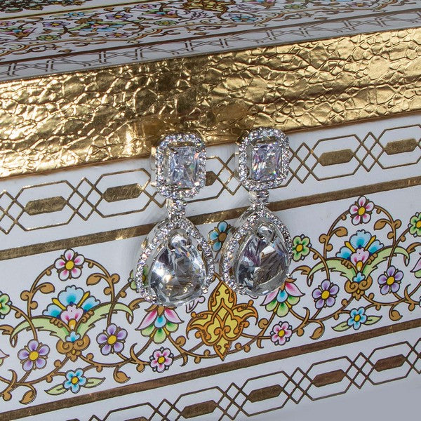 City Girl Brass American Diamond Rhodium Plated Petal Glow Tops