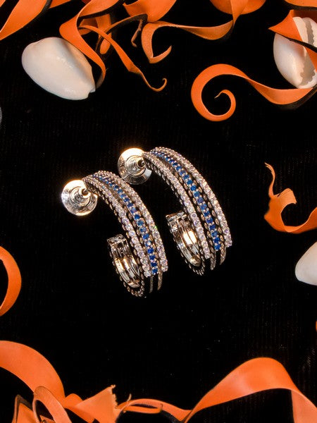 City Girl Shimmer Rhodium-Plated Elegant Curve Design Studs
