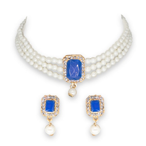 MANIKYA Adorable Gold Plated Pearl Choker Necklace Set