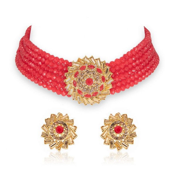 MANIKYA Adorable Gold Plated Pearl Choker Necklace Set