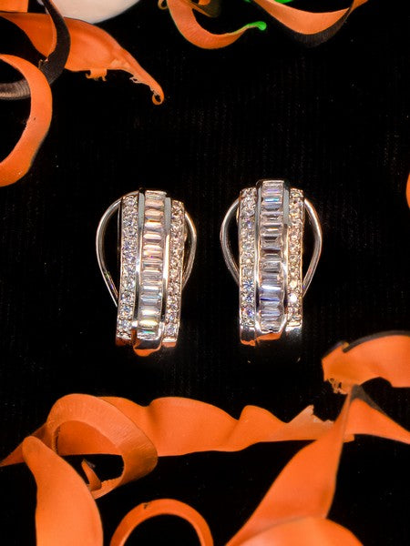 City Girl AD Rhodium-Plated CZ Stone Stud Earrings for Women and Girls (AD BALI 1 RHODIUM)