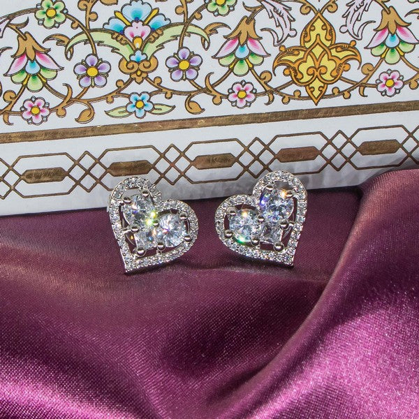 City Girl Brass Rhodium-Plated Eternal Love CZ Studs