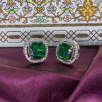 City Girl Brass Rhodium-Plated Scarlet Aura CZ Studs