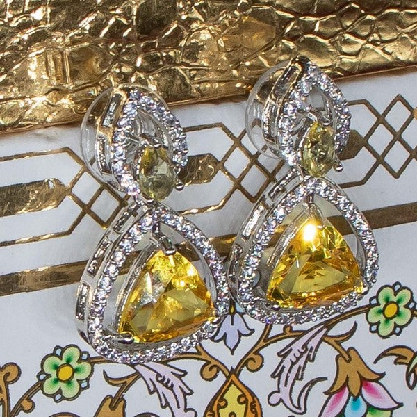 City Girl Brass Rhodium-Plated Radiant Triangle CZ Tops