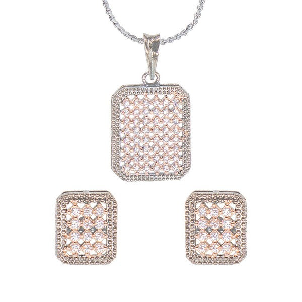 City Girl AD Brass Rhodium Plated Pendant Set