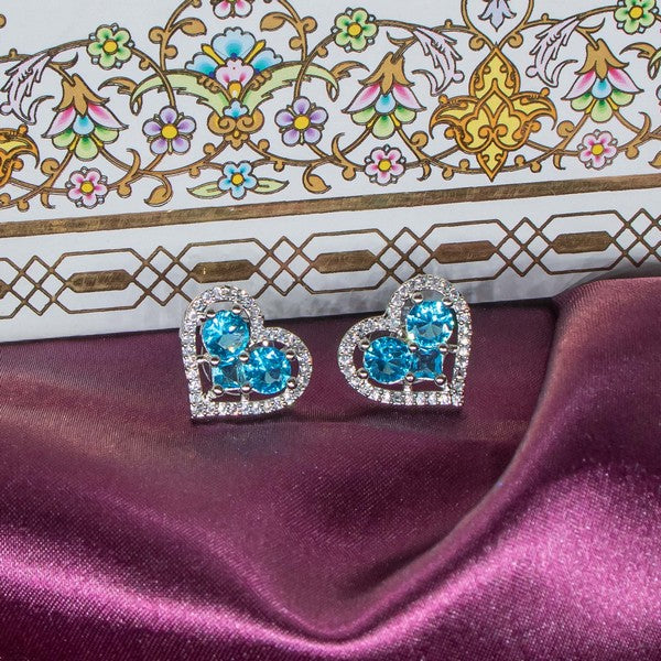City Girl Brass Rhodium-Plated Eternal Love CZ Studs
