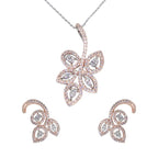 City Girl AD Brass Gold Plated Elegant Bloom Pendant Set