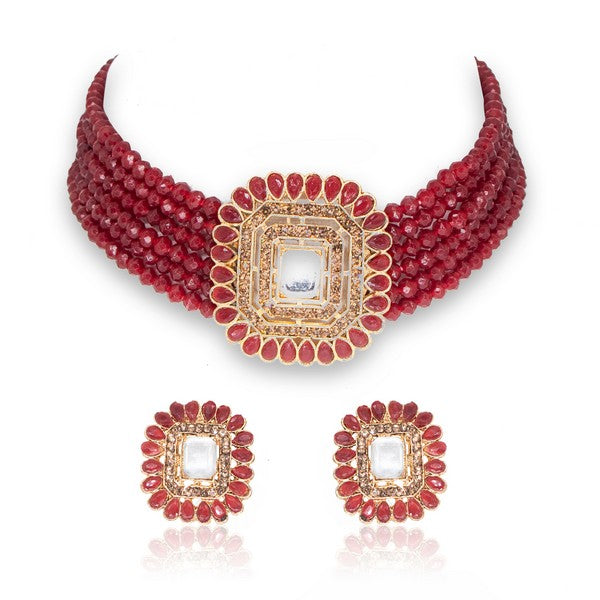 MANIKYA Adorable Gold Plated Pearl Choker Necklace Set