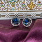 City Girl Brass Rhodium-Plated Scarlet Aura CZ Studs