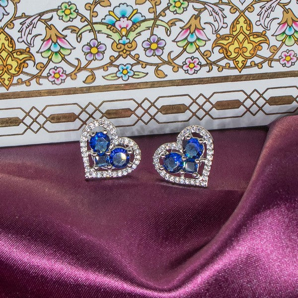 City Girl Brass Rhodium-Plated Eternal Love CZ Studs