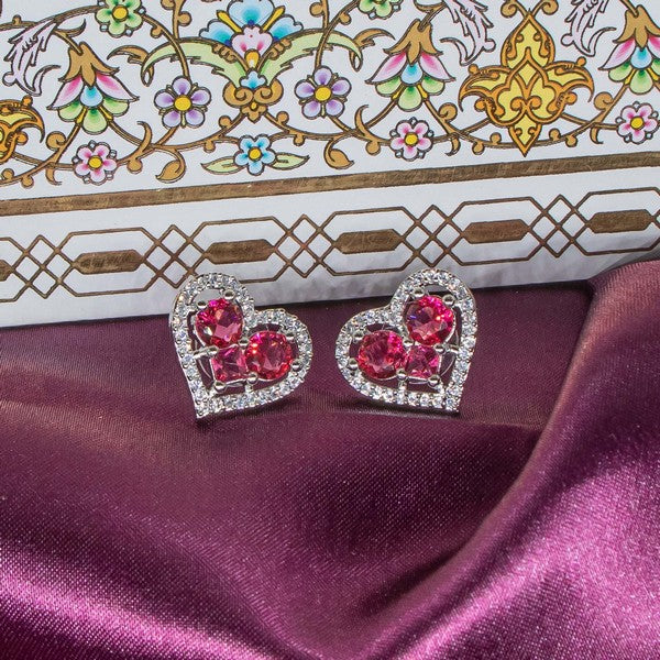City Girl Brass Rhodium-Plated Eternal Love CZ Studs