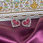 City Girl Brass Rhodium-Plated Eternal Love CZ Studs