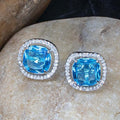 City Girl Brass Rhodium-Plated Scarlet Aura CZ Studs ( Aqua Blue)