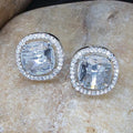 City Girl Brass Rhodium-Plated Scarlet Aura CZ Studs ( Clear Stone )