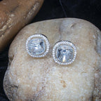 City Girl Brass Rhodium-Plated Scarlet Aura CZ Studs