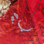 City Girl AD Rhodium Plated Graceful Bloom Mangalsutra Set with Earrings & Chain for Women & Girls