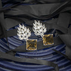 City Girl Brass Rhodium-Plated Radiant Crest CZ Earrings