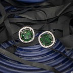 City Girl Brass Rhodium-Plated Scarlet Aura CZ Studs