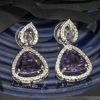 City Girl Brass Rhodium-Plated Radiant Triangle CZ Tops