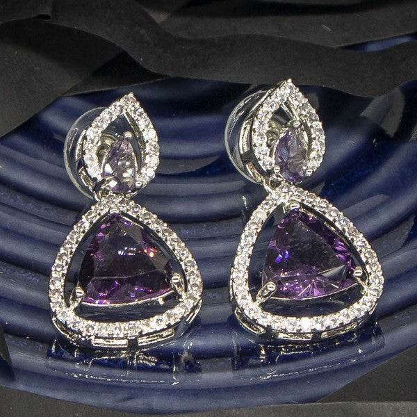 City Girl Brass Rhodium-Plated Radiant Triangle CZ Tops