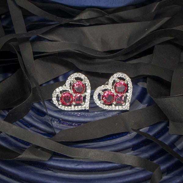 City Girl Brass Rhodium-Plated Eternal Love CZ Studs