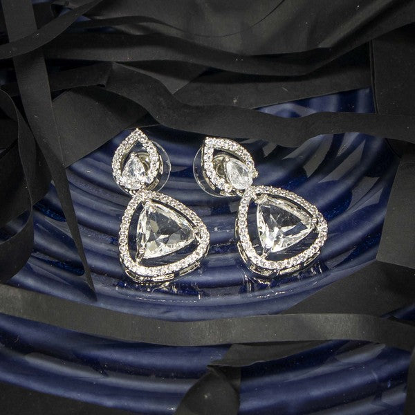 City Girl Brass Rhodium-Plated Radiant Triangle CZ Tops