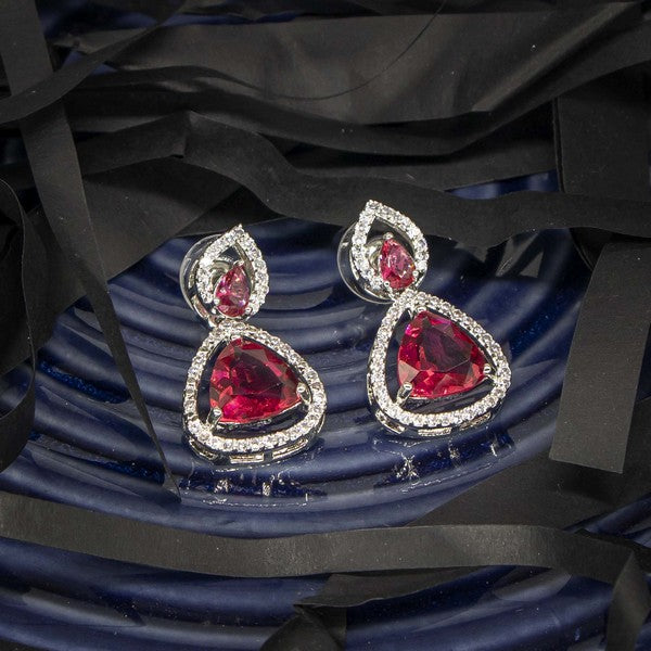 City Girl Brass Rhodium-Plated Radiant Triangle CZ Tops