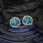 City Girl Brass Rhodium-Plated Scarlet Aura CZ Studs