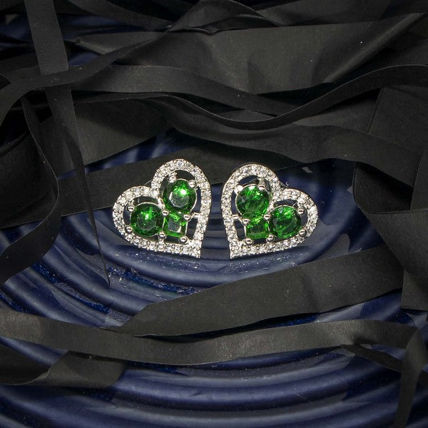 City Girl Brass Rhodium-Plated Eternal Love CZ Studs