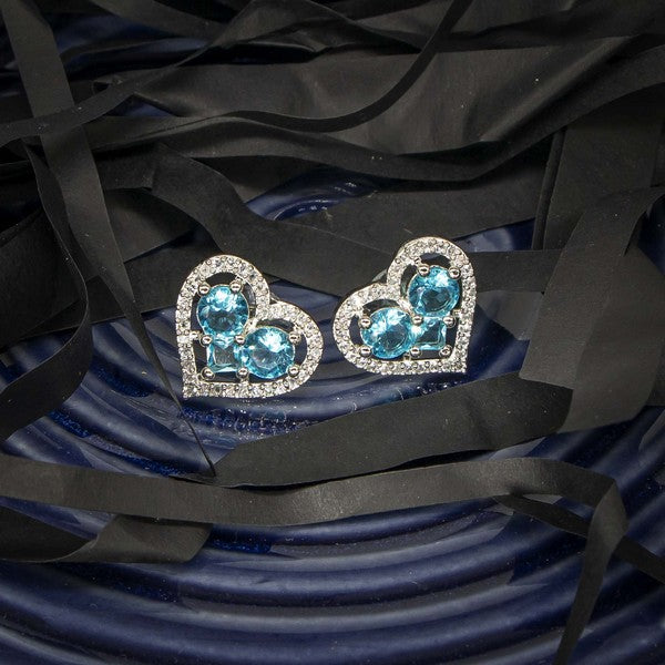 City Girl Brass Rhodium-Plated Eternal Love CZ Studs