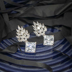 City Girl Brass Rhodium-Plated Radiant Crest CZ Earrings