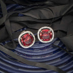 City Girl Brass Rhodium-Plated Scarlet Aura CZ Studs