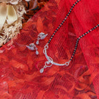 City Girl AD Rhodium Plated Mystic Aura Mangalsutra Set with Earrings & Chain for Women & Girls