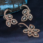 City Girl AD Brass Gold Plated Elegant Bloom Pendant Set