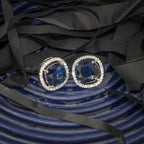 City Girl Brass Rhodium-Plated Scarlet Aura CZ Studs