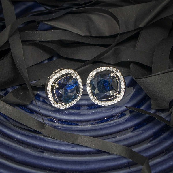 City Girl Brass Rhodium-Plated Scarlet Aura CZ Studs