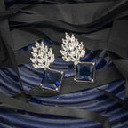 City Girl Brass Rhodium-Plated Radiant Crest CZ Earrings