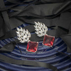 City Girl Brass Rhodium-Plated Radiant Crest CZ Earrings