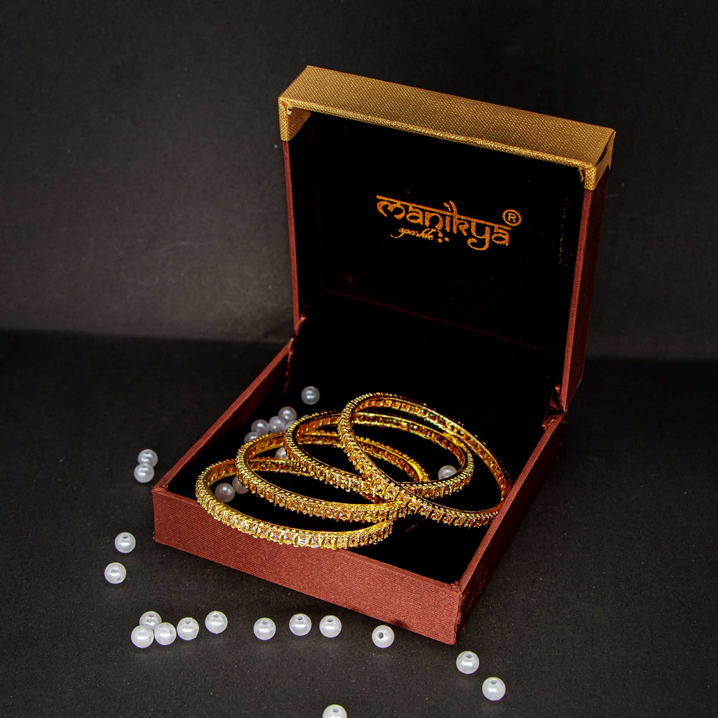 American Diamond Bangle – Luminara Collection (Pack of 4)